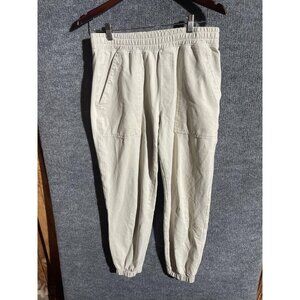 Uniqlo Jogger Pants Mens 32x29 White Denim Elastic Waist Relaxed Fit Tapered